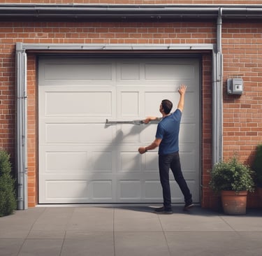 A friendly garage door technician smiling and ready to assist with a customer's garage door.