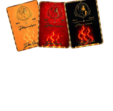 Trois cartes soft, hot et hard illustrant les niveaux d'intensité de ce jeu de couple pimenté et sur-mesure