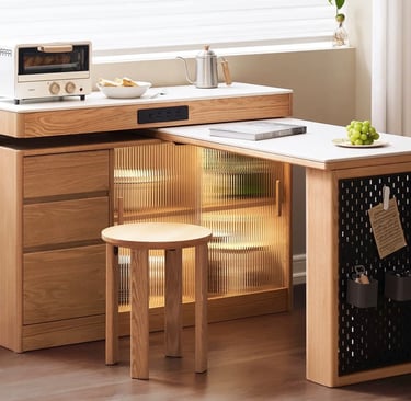 Extendable buffet cabinet, convertible buffet cabinet into desk