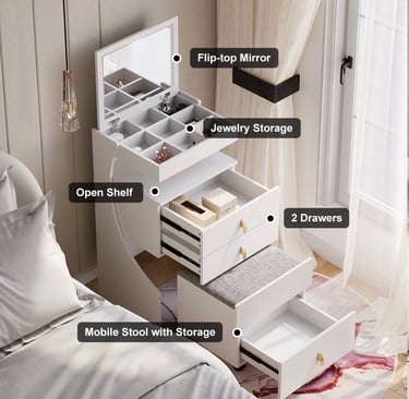 Cute transforming cabinet turns into vanity with a ton of storage
