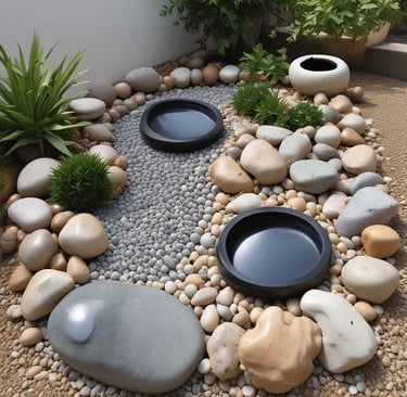 Gardening tools including trowels, pruners, and gloves neatly laid out on a rustic wooden table.