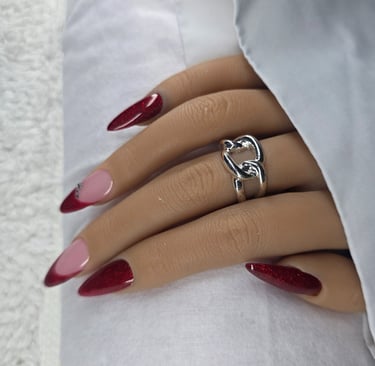 pose extension rouge pailleté finiton french