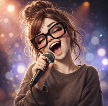 girl singing into a microphone