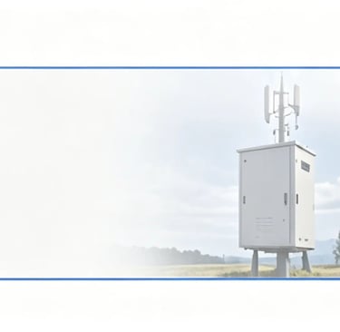 Three-panel banner showing a cleanroom lab, an outdoor telecommunications cabinet, and an industrial scene.