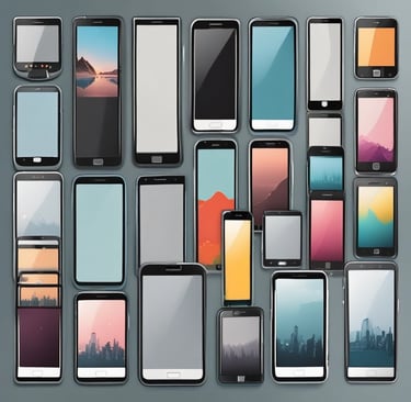 "Collection of 2026 foldable smartphones including tri-fold and book-style designs with glowing OLED