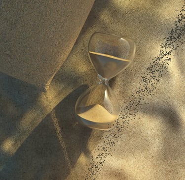 An image with an hour glass showing the passing of time