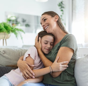 A parent with peace of mind and child, after getting chimhanda tutoring's cambridge maths online tutoring in south africa