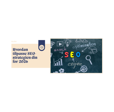 Blog post graphic about 2026 SEO strategy featuring search engine optimization icons on a chalkboard.