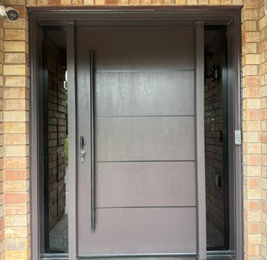 Custom fiberglass exterior door installation by City Home Improvements in Mississauga, Ontario
