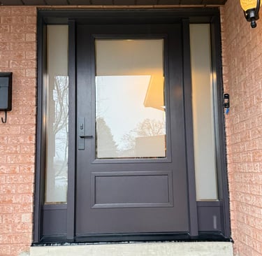 Custom fiberglass exterior door installation by City Home Improvements in Mississauga, Ontario
