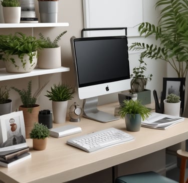 A close-up of hands holding a smartphone displaying a product review on a softly colored background.