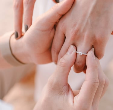 Close up of engagement ring during a proposal photography session at Anantara Uluwatu Bali Resort.