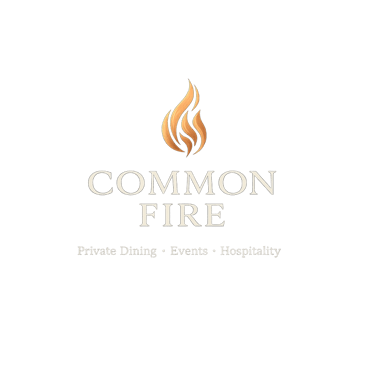 Common Fire logo featuring a gold flame icon for private dining, events, and hospitality services.