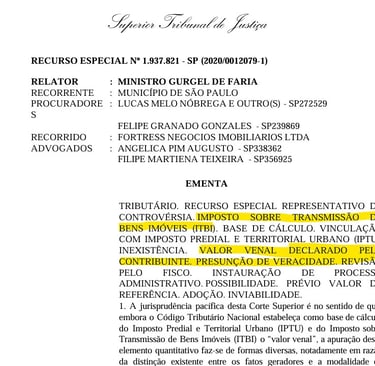Decisão do STJ sobre ITBI