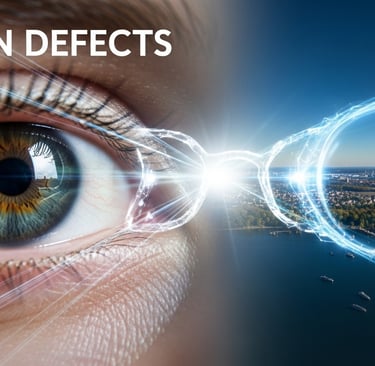 Uma pessoa com lentes de correção e lentes de correção