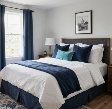 A well-lit bedroom featuring tasteful decor and ample closet space, emphasizing comfort.