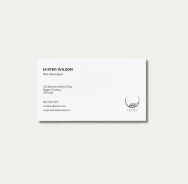 Prima Real Estate Single Sided Business Card Design