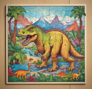 a puzzle piece puzzle puzzle game with dinosaurs