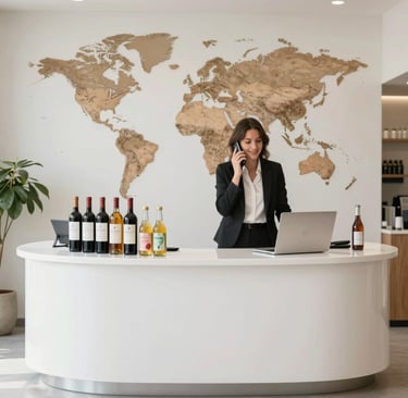 A welcoming office reception area with Aurum Distribution branding and a friendly staff member ready to assist.