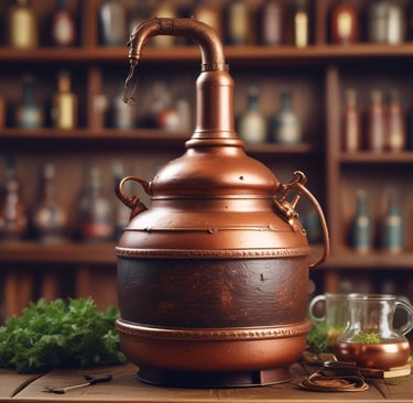Glass bottles filled with fresh herbal hydrolates arranged on a wooden shelf with soft natural light.