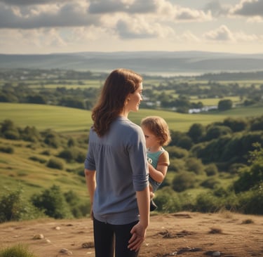 Father and daughter happily following a visual routine chart together