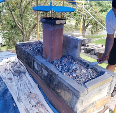 Professional chimney rebuilding project in Waltham, MA for a New England property.