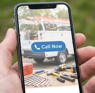 Mobile website design for a Clinton MO service business featuring a prominent click to call button