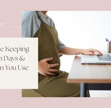 Pregnant woman working on laptop preparing for maternity leave