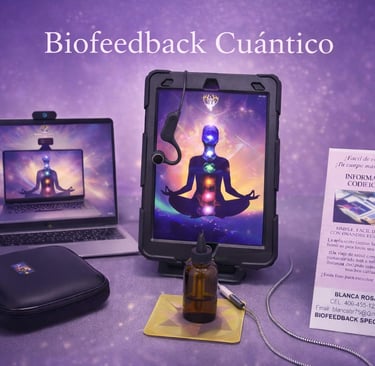 Biorretroalimentación cuántica para alineación energética y terapias de salud holística.