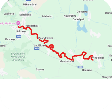 Vienos dienos maršrutas Vindeikiai - Liukonys