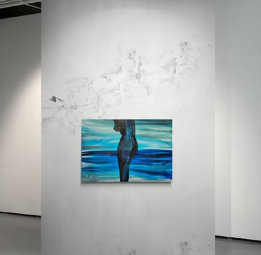 Beautiful Oil Painting on Canvas of sensual woman by Sherezade Morales Visual Artist from Lanzarote