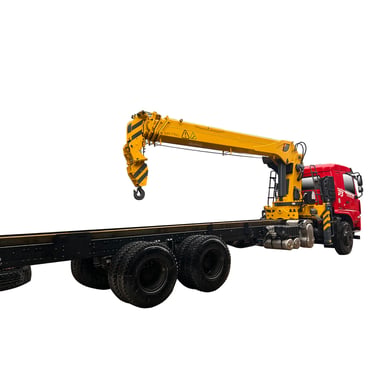 A 14 ton Telescopic Boom Truck Mounted Crane with 5 section arms, displayed on a white background.