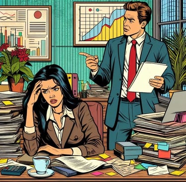 a man and woman in a business suit are sitting at a desk