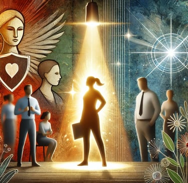 a person standing in front of a wall with a light shining on it