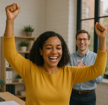 a woman with a fist fist up in the air