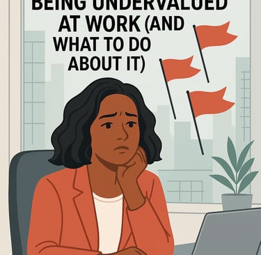 a woman sitting at a desk with a laptop and a red flag
