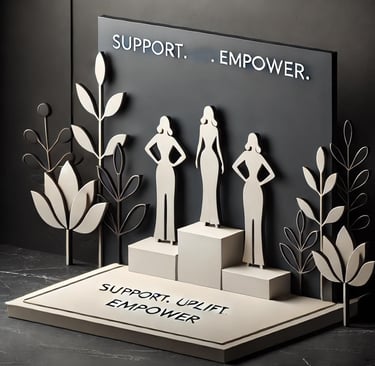 a display of paper cutouts of women's silhouettes