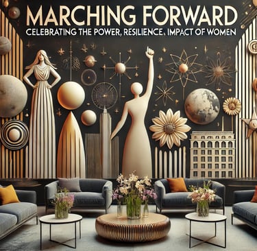 a living room with a couch and a large wall mural