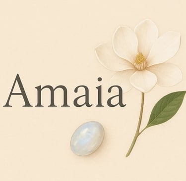 Prénom Amaia, pierre de lune et magnolia