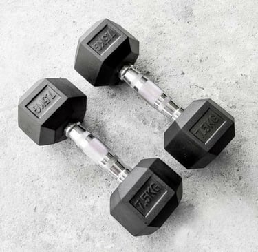 rubberhex dumbbells 