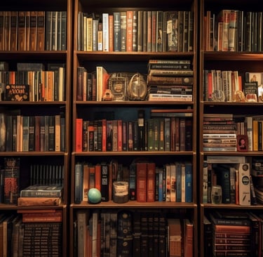 Old looking books on a bookshelf