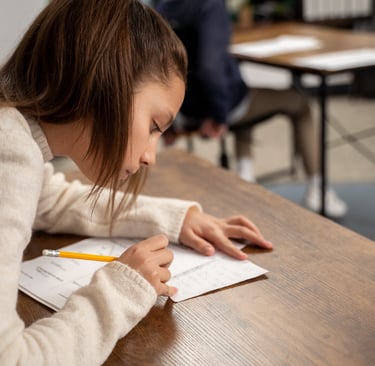 Woman taking a test