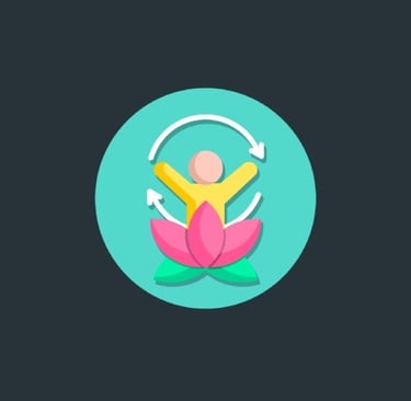 A person standing in front of a flower, arrows move in a concentric pattern around them.