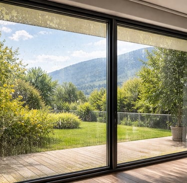 Vitres exposées au pollen et à l’environnement naturel dans le Pays de Gex