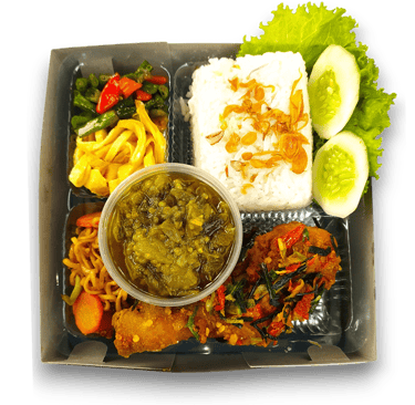 nasi putih ayam cabe garam sambal hijau