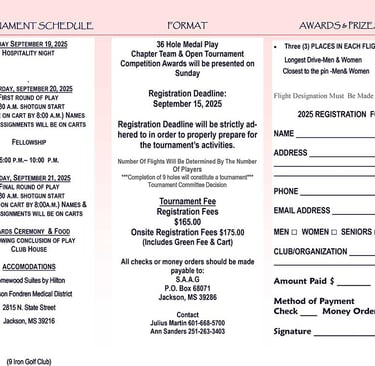 SAAG image of Season ending tournament dates Sept 19 - 21, 2025