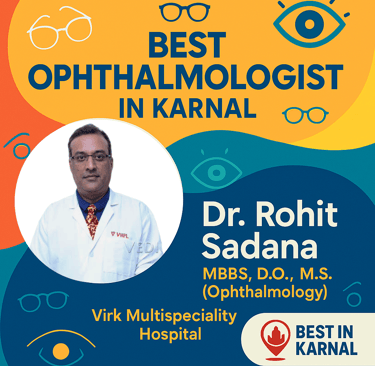 A flyer showing details of Dr. Rohit Sadana , the best Ophthalmologist in Karnal