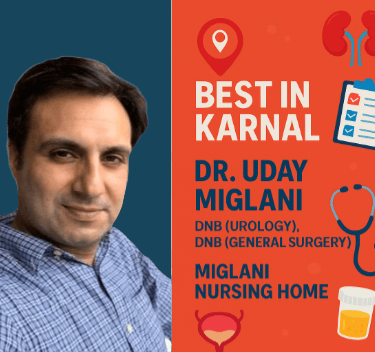 An image with details of Dr. Uday Miglani, best urologist in Karnal