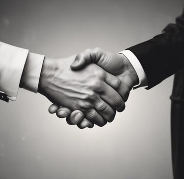 Group photo of team members and partners exchanging ideas in a bright meeting room.