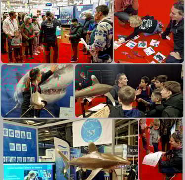 ecole des requins avec des enfants au salon de la plongée paris 2024